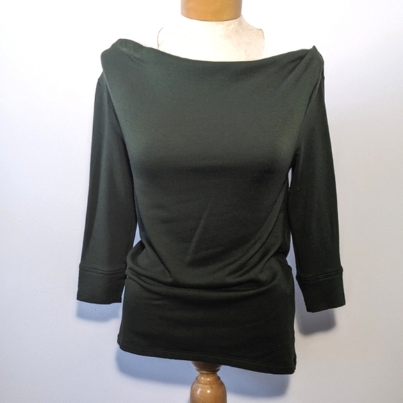 Beyond Yoga Crossed X Cowl Cozy Fleece Back Pullover Sweatshirt Forest Green XS - Picture 4 of 11